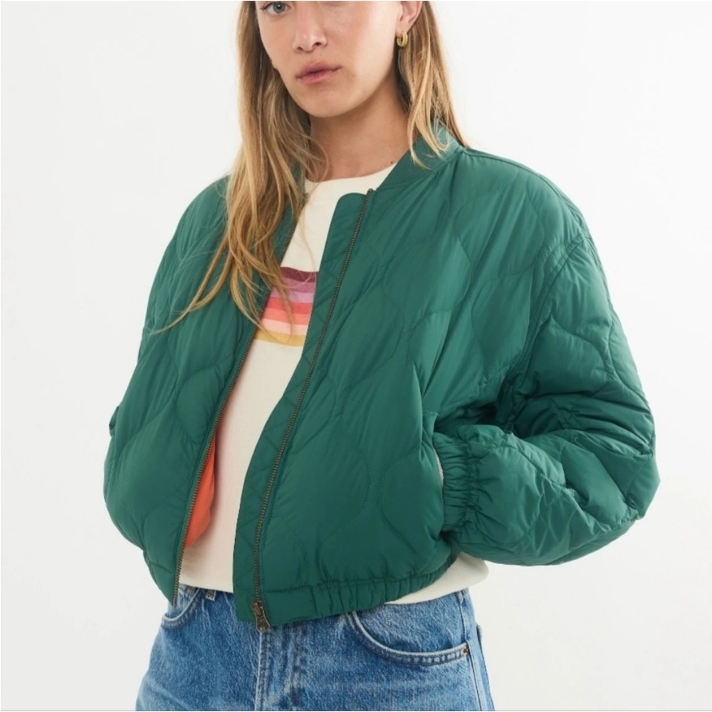 Marine Layer Avalon Lightweight Quilted Bomber - Rainforest